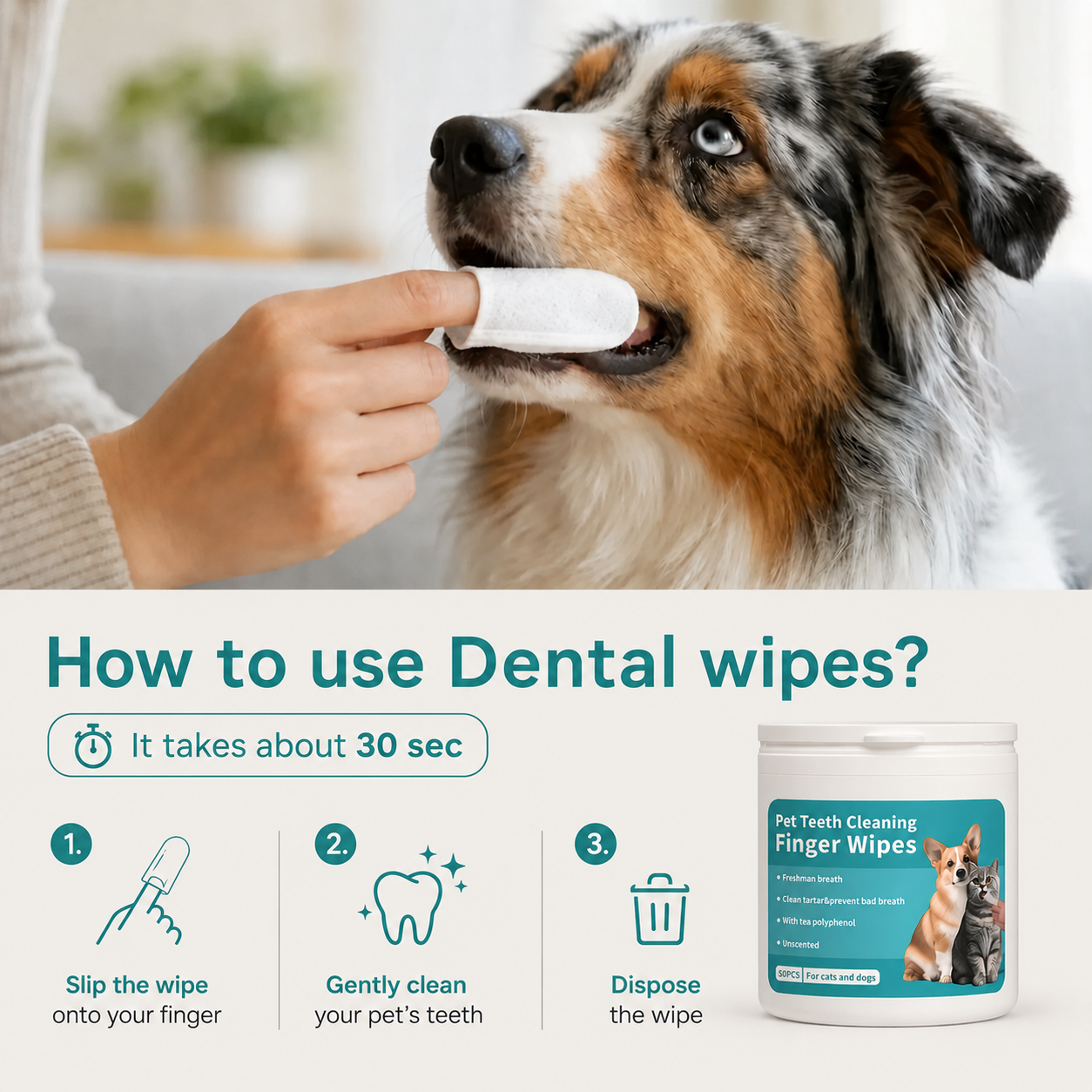 Anti-tartar Dental Wipes